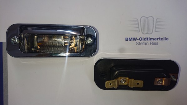 Licence plate light, BMW E10 15-2002 tii E9 2.5-3.0 CSi 2000 Coupe with E-certification mark, NEW!
